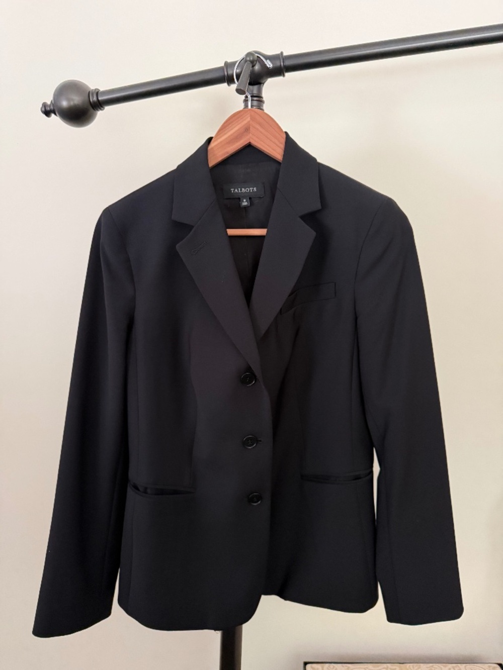 Talbots Classic Black 3-Button Blazer Suit Jacket Size 8